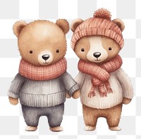 PNG 2 cute bears wear cloth hugging toy representation togetherness. AI generated Image by rawpixel.
