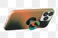 PNG Orange mobile phone case with griptok, transparent background