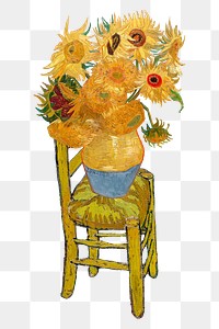 PNG Van Gogh's sunflowers, vintage illustration, transparent background. Remixed by rawpixel.