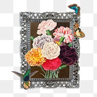 PNG Vintage flower frame, aesthetic botanical, transparent background. Remixed by rawpixel.