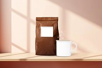 PNG transparent mockup, coffee product label