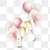 Balloon celebration png, watercolor element, transparent background