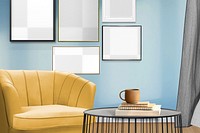 Funky living room png, picture frame, transparent mockup