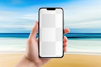 Beach phone png, transparent mockup