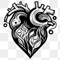 Heart png flat old school illustration, transparent background. AI generated Image by rawpixel.