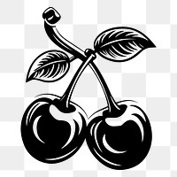 Cherry png flat old school illustration, transparent background. AI generated Image by rawpixel.