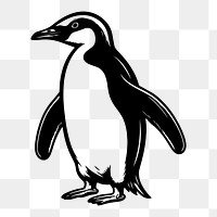 Penguin png flat old school illustration, transparent background. 