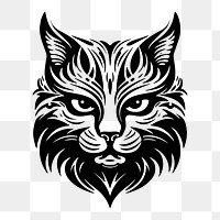 Cat png flat old school illustration, transparent background. 