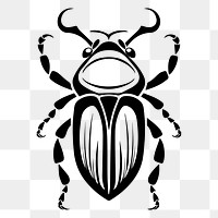 Beetle png flat old school illustration, transparent background. AI generated Image by rawpixel.