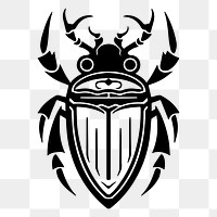 Beetle png flat old school illustration, transparent background. 