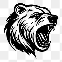 Grizzly bear png flat old school illustration, transparent background. AI generated Image by rawpixel.