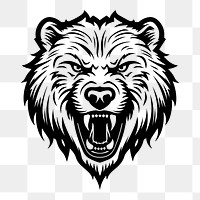 Grizzly bear png flat old school illustration, transparent background. AI generated Image by rawpixel.