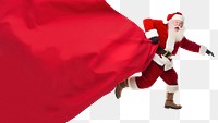 Santa Claus png, pulling red screen, transparent background