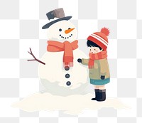 PNG Two kids making a snowman outdoors winter representation. AI generated Image by rawpixel.