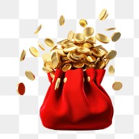 PNG Money bag gold red white background