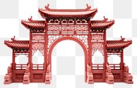 PNG Red Chinese gate architecture white background spirituality