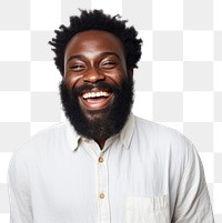 PNG Cheerful bearded black man portrait adult smile. AI generated Image by rawpixel.