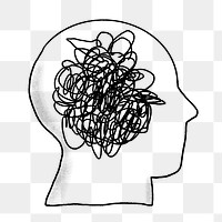 PNG Scribble brain, mental health, doodle illustration, transparent background