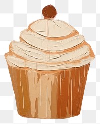 PNG  Brown cupcake art painting dessert. AI generated Image by rawpixel.