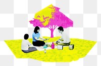 PNG 3 friends picnic adult cross-legged togetherness. AI generated Image by rawpixel.