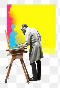 PNG Artist man painting adult white background paintbrush