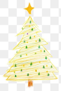 PNG  Christmas tree drawing white background illuminated. AI generated Image by rawpixel.
