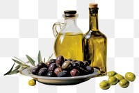 PNG An olive oil painting food refreshment. AI generated Image by rawpixel.