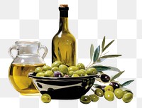 PNG An olive oil painting plant food. AI generated Image by rawpixel.
