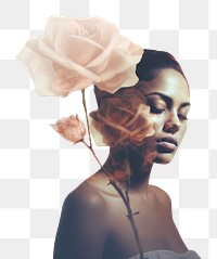 PNG Woman with rose portrait photography flower. AI generated Image by rawpixel.
