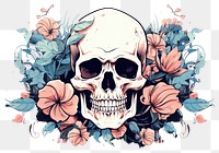 PNG Skull bone flower illustrated creativity. AI generated Image by rawpixel.