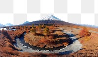 PNG polar panorama photo of *fuji mountain* in fall season --ar 3:2