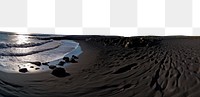 PNG polar panorama photo of *Punaluu Black Sand Beach* --ar 3:2