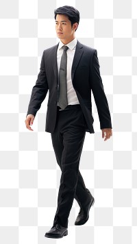 PNG A asian business man walking tuxedo blazer