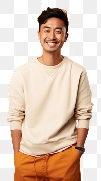 PNG A chinese man in a casual clothing poses smile adult happiness. AI generated Image by rawpixel.