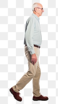 PNG A senior man walking standing adult. AI generated Image by rawpixel.