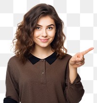 PNG Young student caucasian woman pointing portrait finger. AI generated Image by rawpixel.