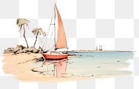 PNG Bay sketch watercraft sailboat. AI generated Image by rawpixel.
