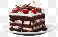PNG  Black forest cake dessert cream fruit. AI generated Image by rawpixel.
