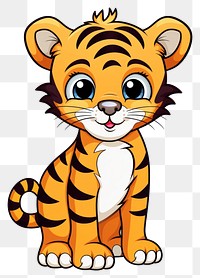 PNG  Tiger cartoon animal mammal. AI generated Image by rawpixel.