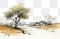 PNG Landscape sketch outdoors cartoon. AI generated Image by rawpixel.
