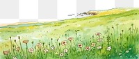 PNG Meadow and ocean landscape grassland outdoors. AI generated Image by rawpixel.