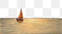 PNG Sunset watercraft sailboat painting. AI generated Image by rawpixel.