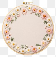 PNG Little daisy circle border embroidery pattern textile. AI generated Image by rawpixel.