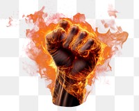 PNG Fist fire burning flame. 