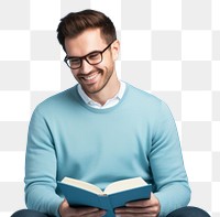 PNG  A student men sitting with book be side reading adult intelligence. AI generated Image by rawpixel.