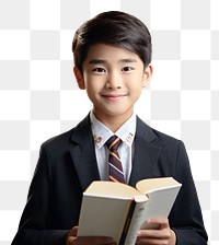 PNG  A smile student asian boy holding book publication portrait reading. AI generated Image by rawpixel.