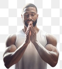 PNG  Weightlifter clapping hands adult spirituality bodybuilding. AI generated Image by rawpixel.