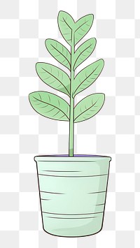 PNG Potted plant cartoon leaf line. AI generated Image by rawpixel.
