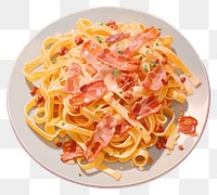 PNG Pasta plate spaghetti bacon. AI generated Image by rawpixel.