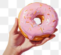 PNG Hand holding donut food confectionery freshness. AI generated Image by rawpixel.